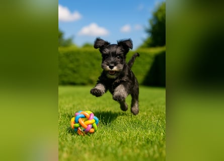 Zwergschnauzer Welpe schwarz silber  darf sofort ins neue Zuhause