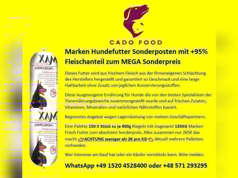 ⭐ Hundefutter Hundewurst Barf 95%-100% Fleischanteil direkt vom Schlachthof fast zu verschenken