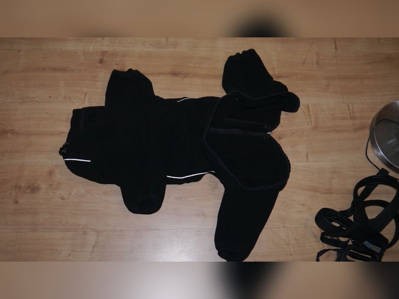 3tlg Hundemantel Fleeceoverall Gr. XL 55 cm Norwegergeschirr Neopren Limex Roll-Leine - J