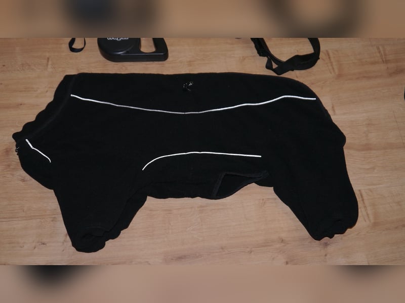 3tlg Hundemantel Fleeceoverall Gr. XL 55 cm Norwegergeschirr Neopren Limex Roll-Leine - J