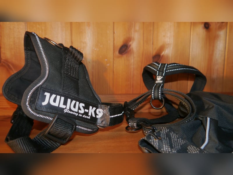 4tlg Hundegeschirr Julius K9 Gr. S Mini + Doppelleine + Regenmantel Hurtta - A