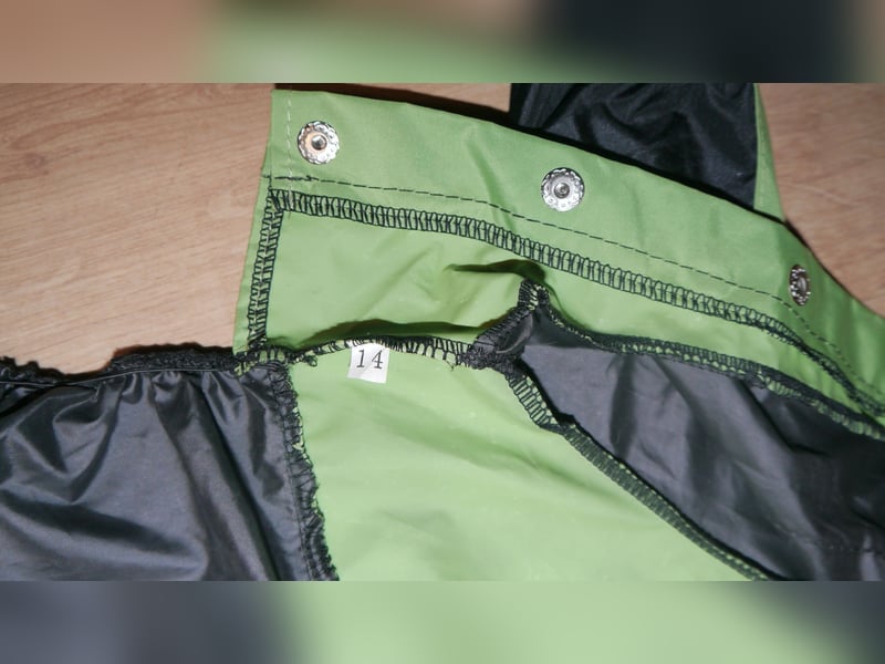 5tlg Hundegeschirr Julius K9 Gr. S Neongrün + Hundeleine + Halsband Leder + Hunderegenmant - C