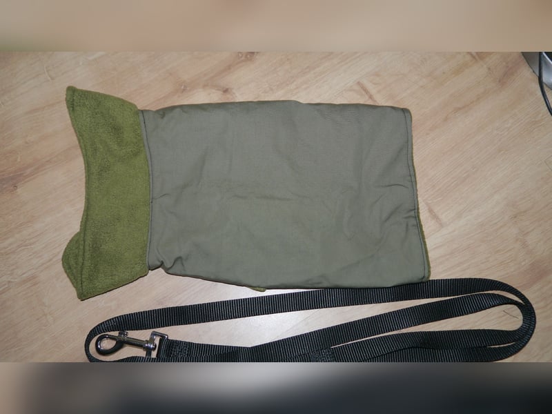 5tlg Hundegeschirr Julius K9 Gr. S Neongrün + Hundeleine + Halsband Leder + Hunderegenmant - C