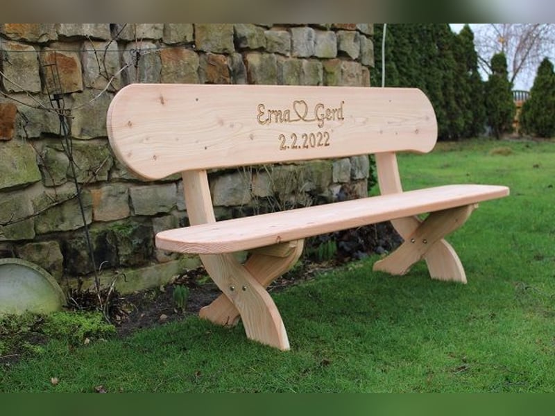 Gartenbank mit Gravur. Hochzeitsgeschenk. Rentners Geschenk.
