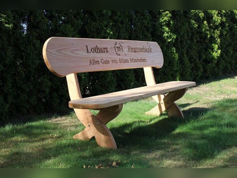 Gartenbank mit Gravur. Hochzeitsgeschenk. Rentners Geschenk.