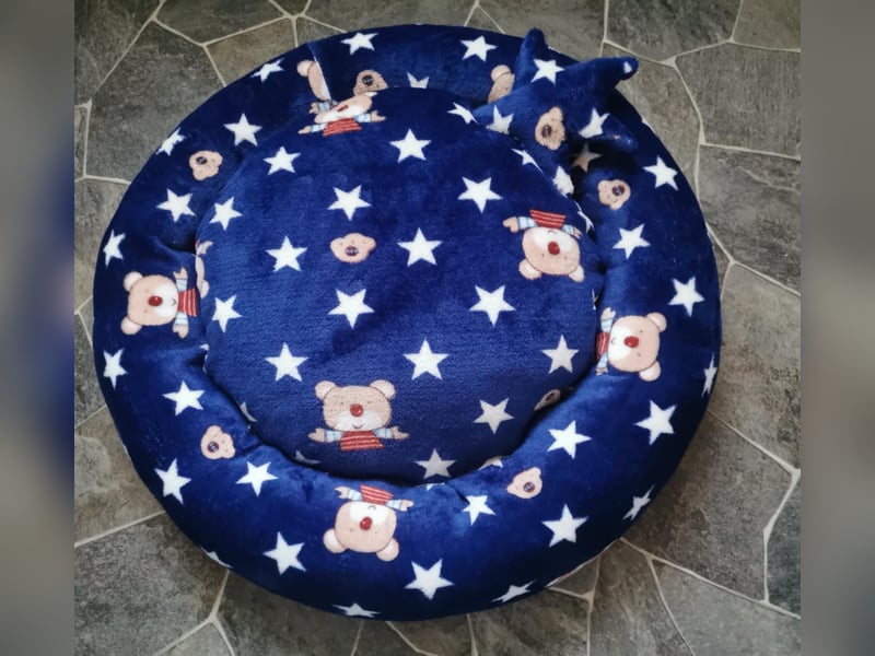 neues, süßes u. super kuscheliges Hundekörbchen Hundebettchen Teddybärmotiv