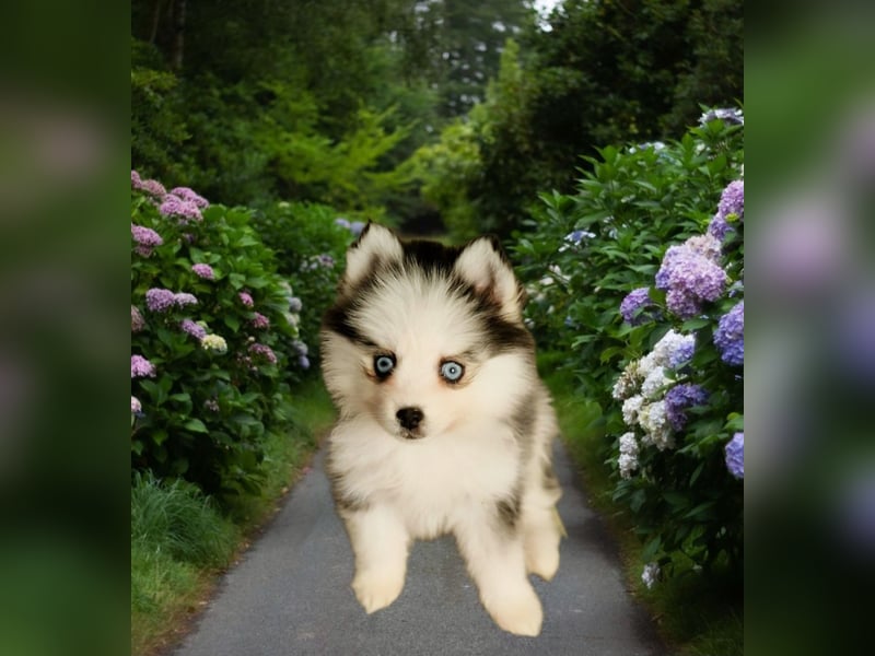 Pomsky F2 Toy & Mini Puppengesicht Bärchentyp Wollycoat