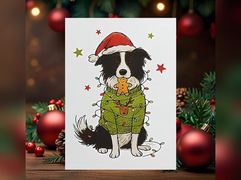 Süße Hunde Weihnachtskarte Border Colli und viele mehr.