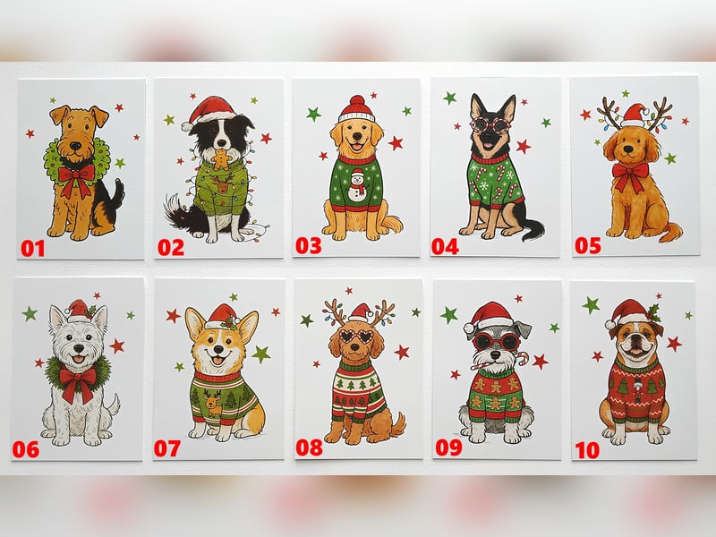 Süße Hunde Weihnachtskarte Border Colli und viele mehr.